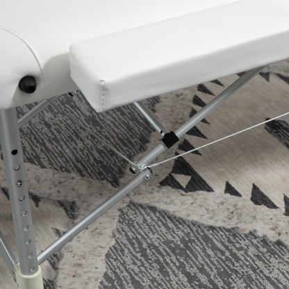 Portable Folding Professional Massage Table in White Aluminum 215x81x61-84cm