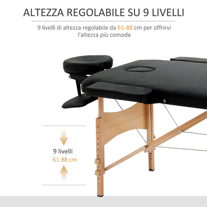 Professional Foldable Massage Table with Adjustable Height and Carrying Bag, Black