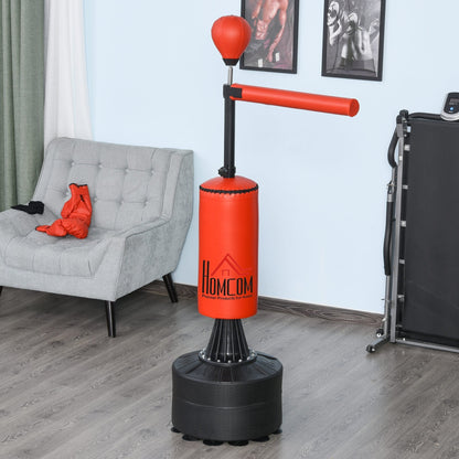 Height Adjustable Punching Bag with Punching Ball and Fillable Base, 88x48x155-205 cm, Red and Black