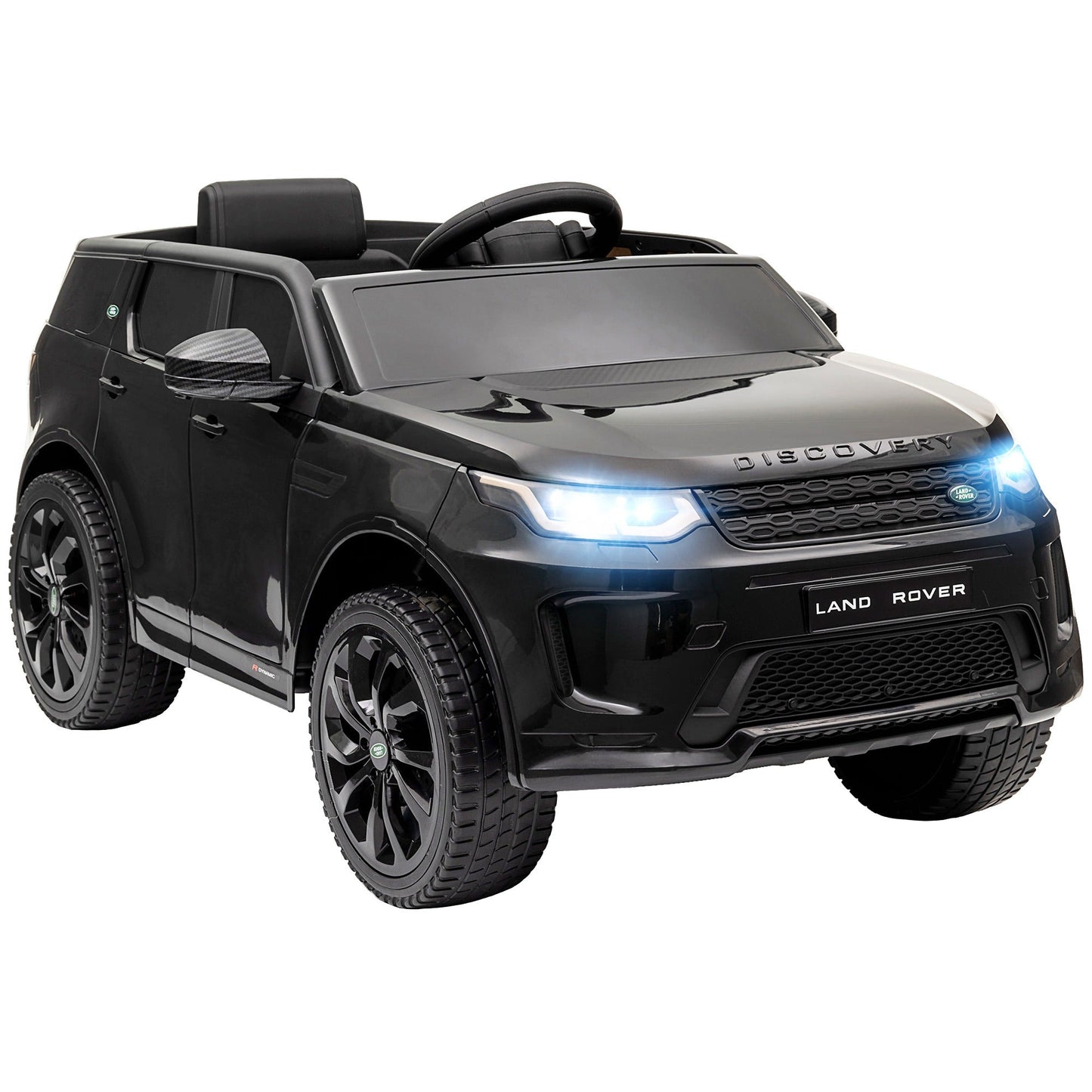 Electric Ride-On Car for Kids Licensed Land Rover with Headlights, Horn and Belt, 106x65.5x51 cm, Black