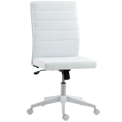 Ergonomic Office Chair with Curved Backrest, Adjustable PU Leather and Steel, 58x53x97-107 cm, White