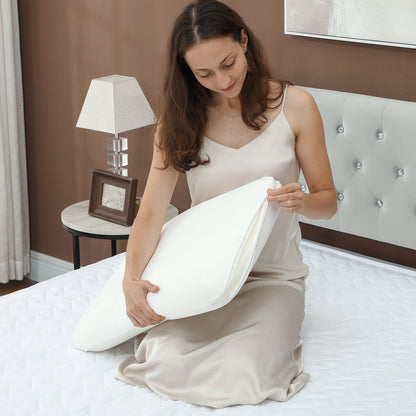 Rapid Rebound Memory Foam Pillow with Removable and Washable Cover, 60x40x10 cm, Cream White