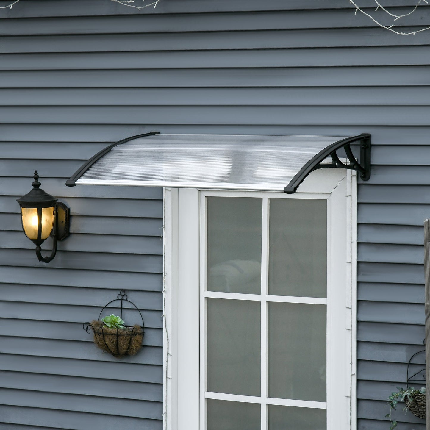 Outdoor Canopy for Windows and Doors, in Polycarbonate and Aluminum, 110x60x18cm - Transparent