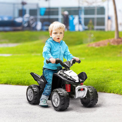 Electric Quad Bike for Children 18-36 Months with LED Lights, Horn and Pedals, 65.5x38.5x43.5 cm, Black