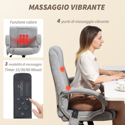 4-Point Massage Office Chair with Heater and Removable Footrest, Grey