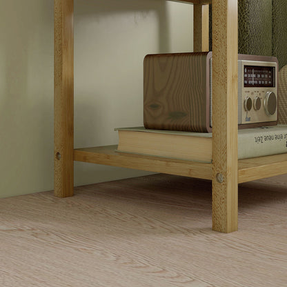 Set of 2 Nordic Style Bedside Tables with 2 Drawers and Lower Shelf, Bamboo, 40x34x60 cm