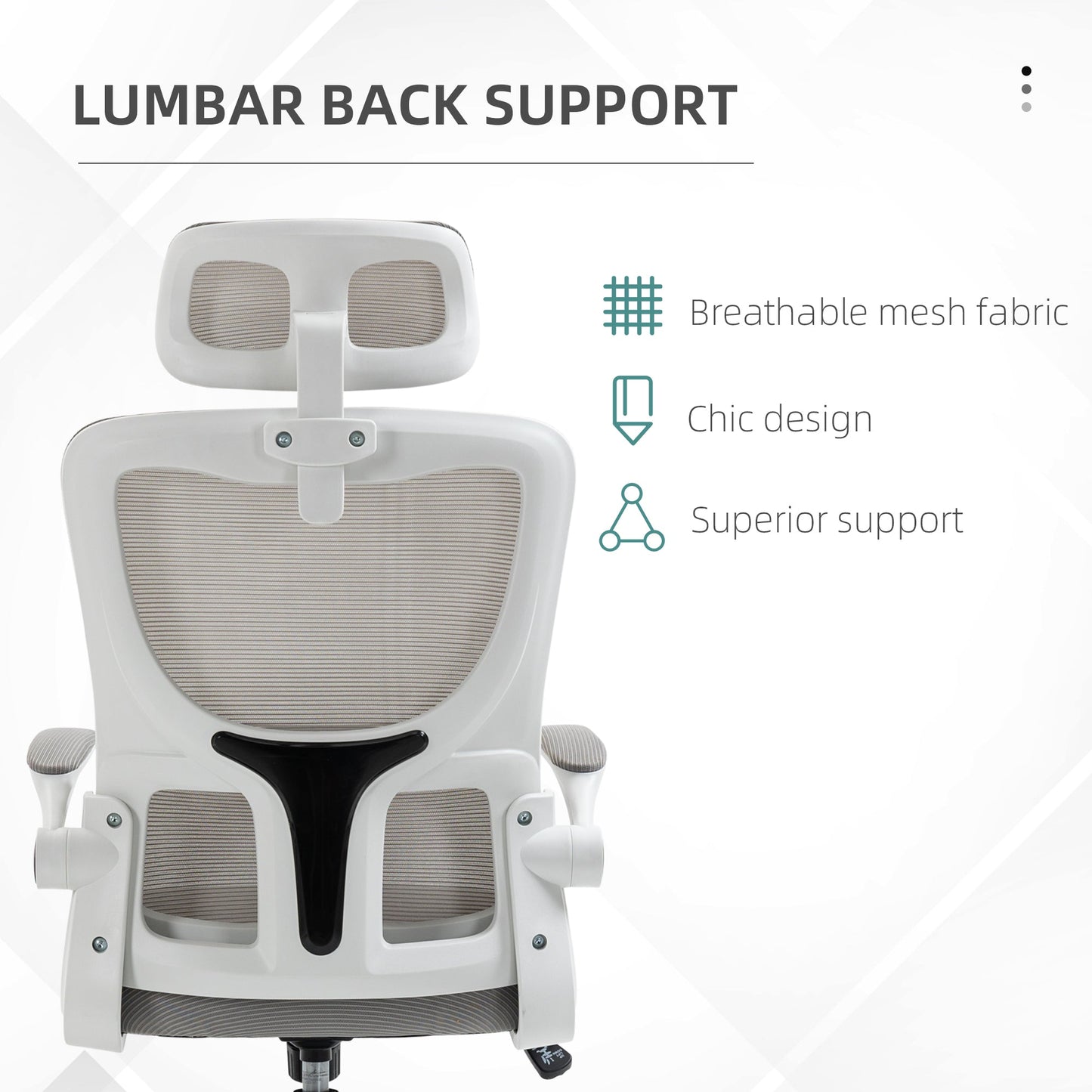 Ergonomic Height Adjustable Office Chair with Headrest, 60x59x114-122 cm, Grey