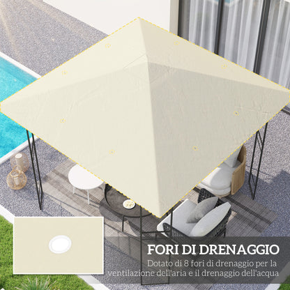 3x3m Garden Gazebo Cover with 8 Drainage Holes, 600D Oxford Fabric, Cream White ( COVER ONLY)