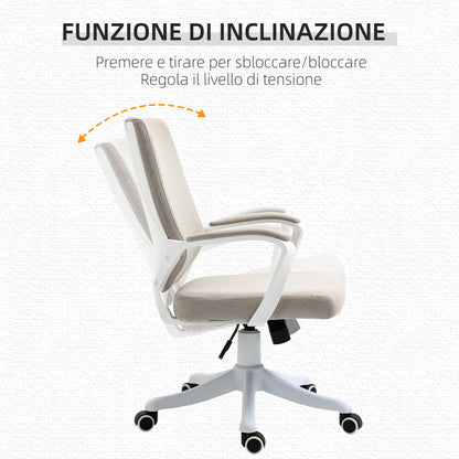 Ergonomic Office Chair with Adjustable Height and Rocking Function, 62x69x92-100cm, Beige