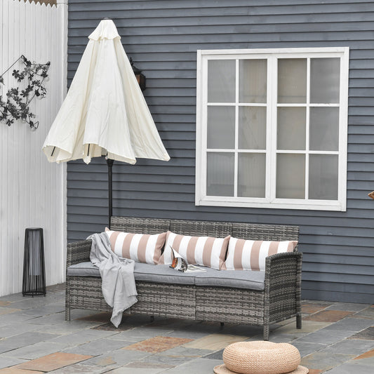 3 Seater Outdoor Sofa in Rattan (PE) with Padded and Removable Cushions, Garden/Terrace, 173x68x78cm