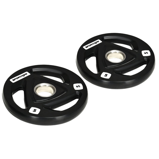 Set of 2 Steel Weight Discs with Rubber Coating for Barbell