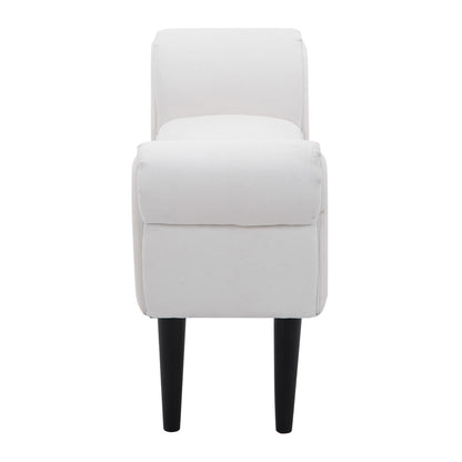 Padded Bed End Bench with Rolled Armrests and 4 Feet, 102x35x51 cm, White/Grey