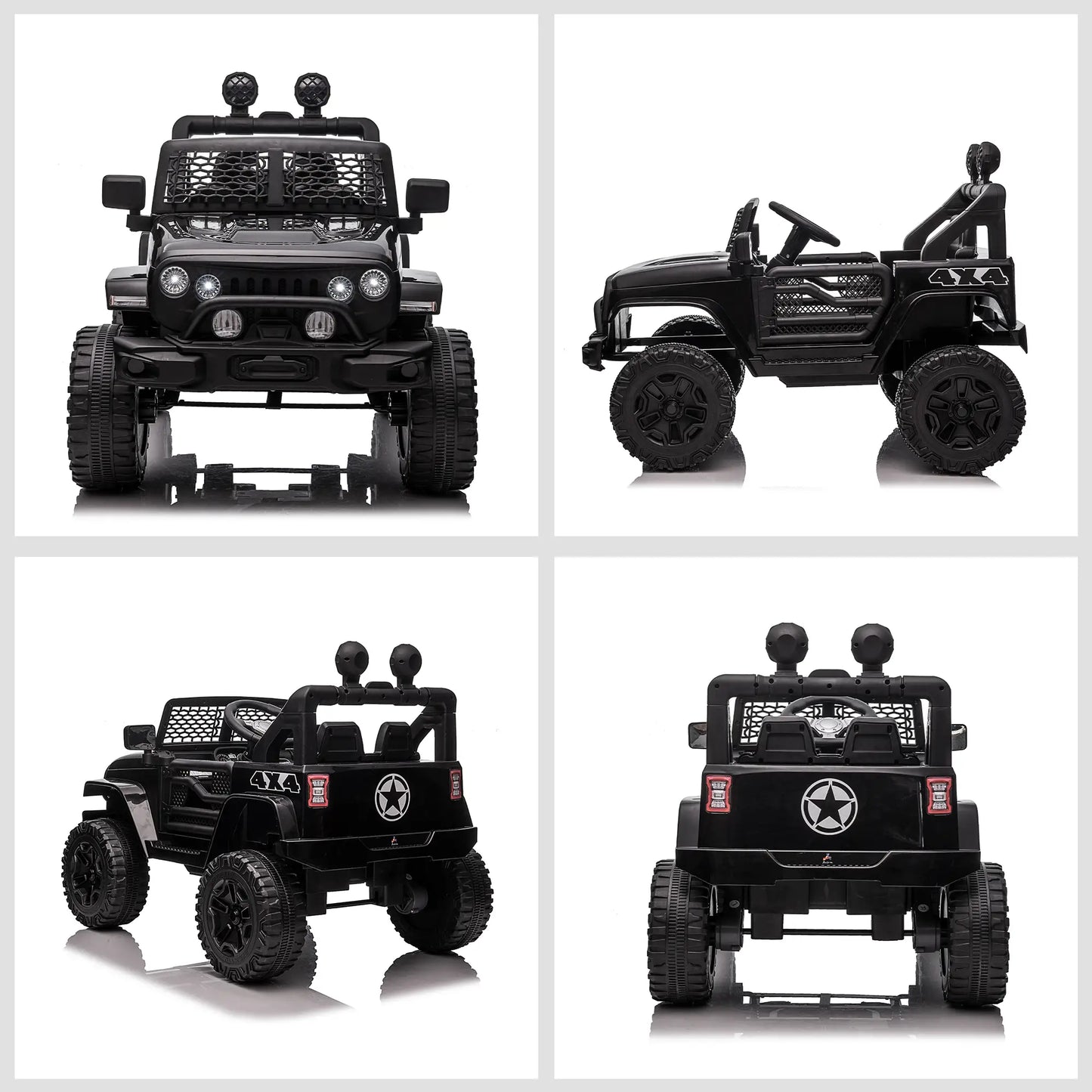 Electric Ride-On Car for Kids 3-6 Years 12V with Remote Control, Headlights and Horn, 100x64. 2x71 cm, Black