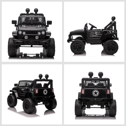 Electric Ride-On Car for Kids 3-6 Years 12V with Remote Control, Headlights and Horn, 100x64. 2x71 cm, Black