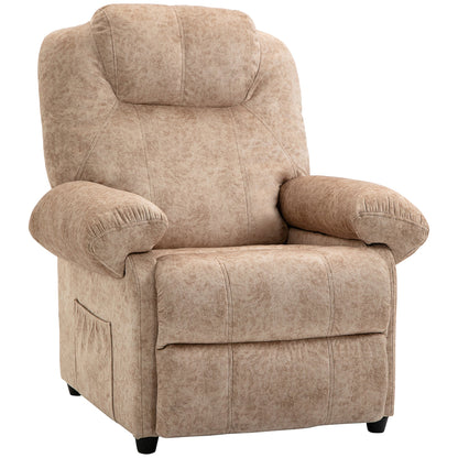 Manual Reclining Fabric Relax Chair with Removable Footrest and Side Pocket, Beige