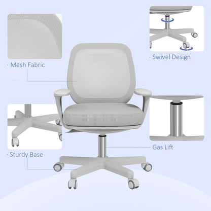 Ergonomic Reclining Office Chair with Adjustable Height and 5 Wheels, 55x48x82.5-94.5 cm, Grey
