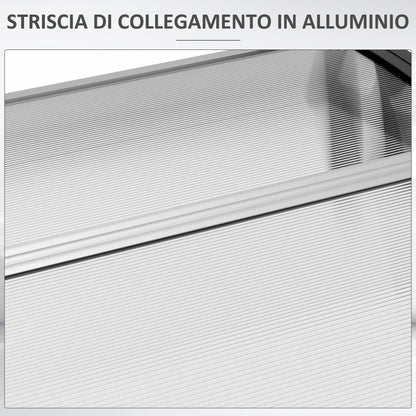 Outdoor Canopy for Windows and Doors in Polycarbonate and Aluminum, 200x100x26cm, Transparent