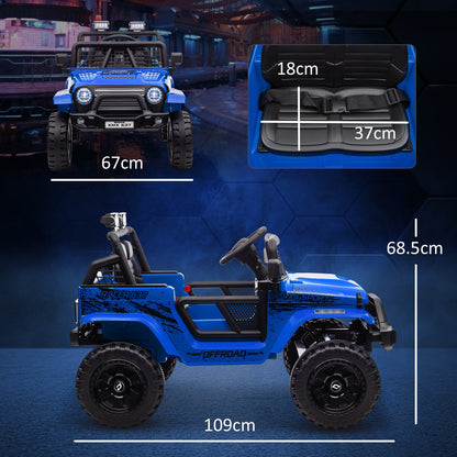 12V Electric Off-Road Ride-On Toy Car for Kids with Dual Motors, Ages 3-6 Years, Remote Control and Lights, Blue