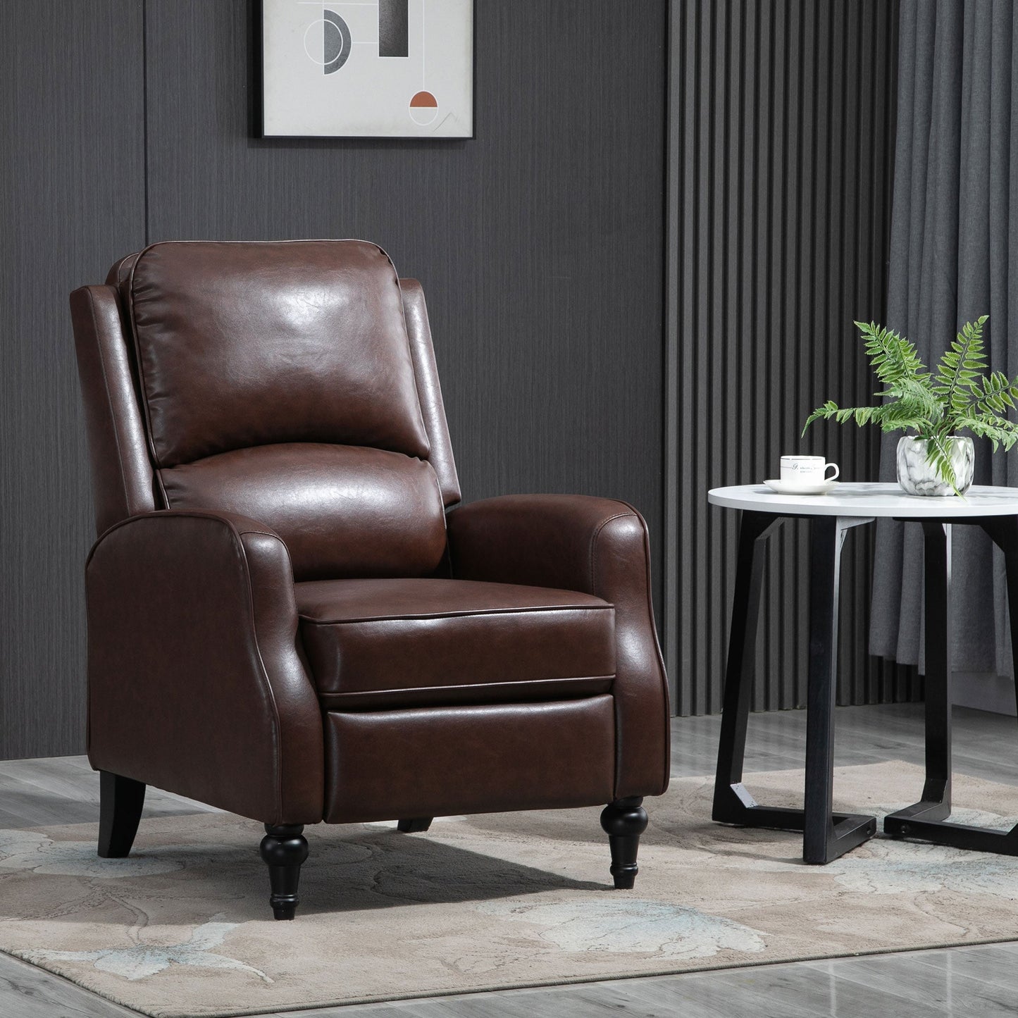 Manual Reclining Relax Chair 90° and 150° for TV, Living Room, Bedroom, Modern Design in Leather 73x86x104cm
