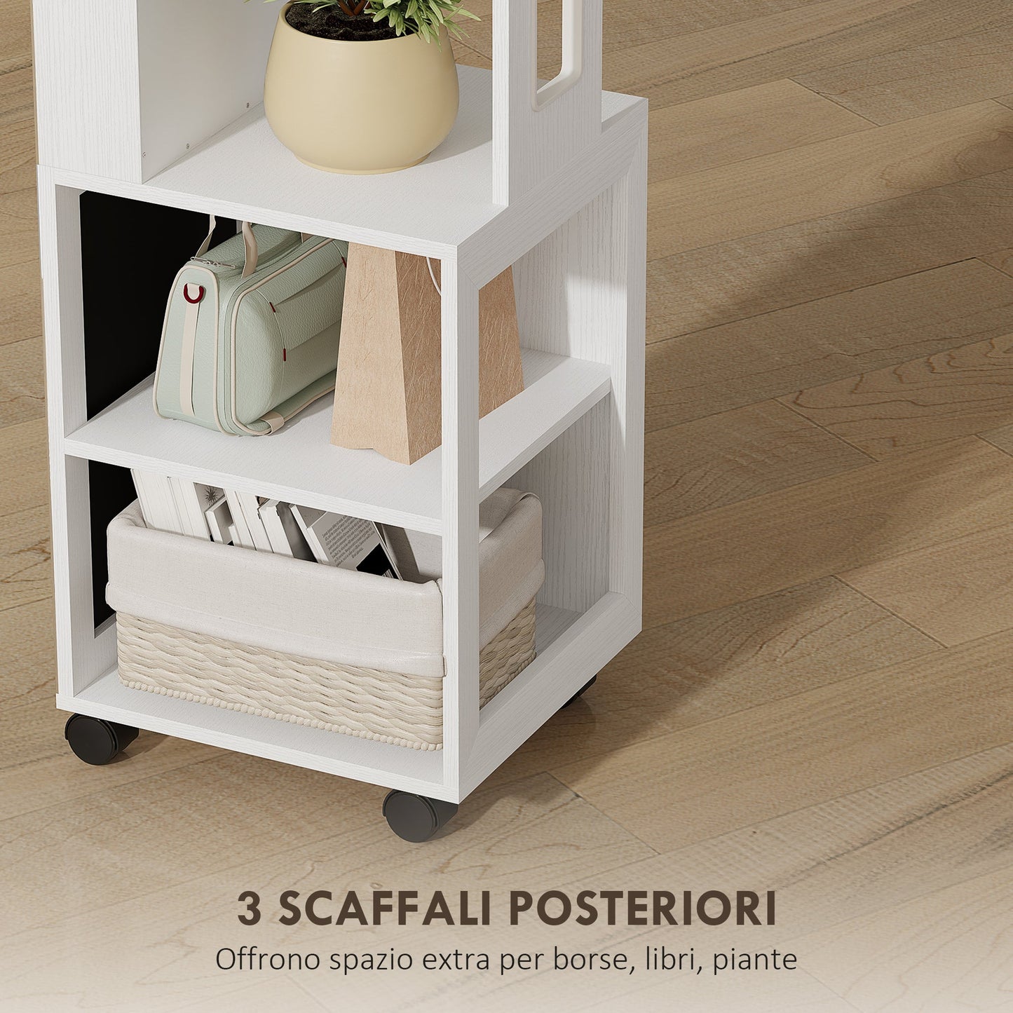 Jewelry Armoire with 360° Swivel Mirror, Adjustable LED Light, Lock and Shelves, 37x40x165.5 cm, Black