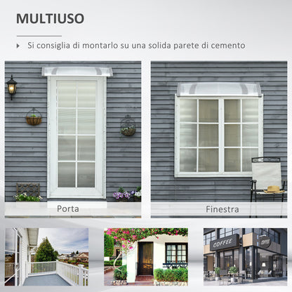 Modern Canopy in Polycarbonate, Aluminum and PP for Balconies, Windows and Doors, 110x60x18 cm