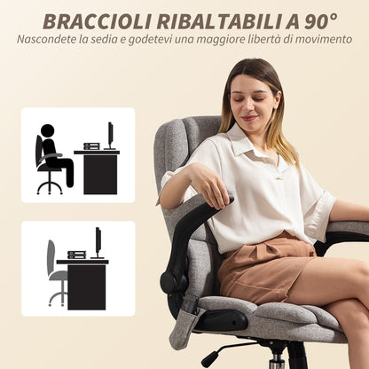 4-Point Massage Office Chair with Heater and Flip-Up Armrests, Grey