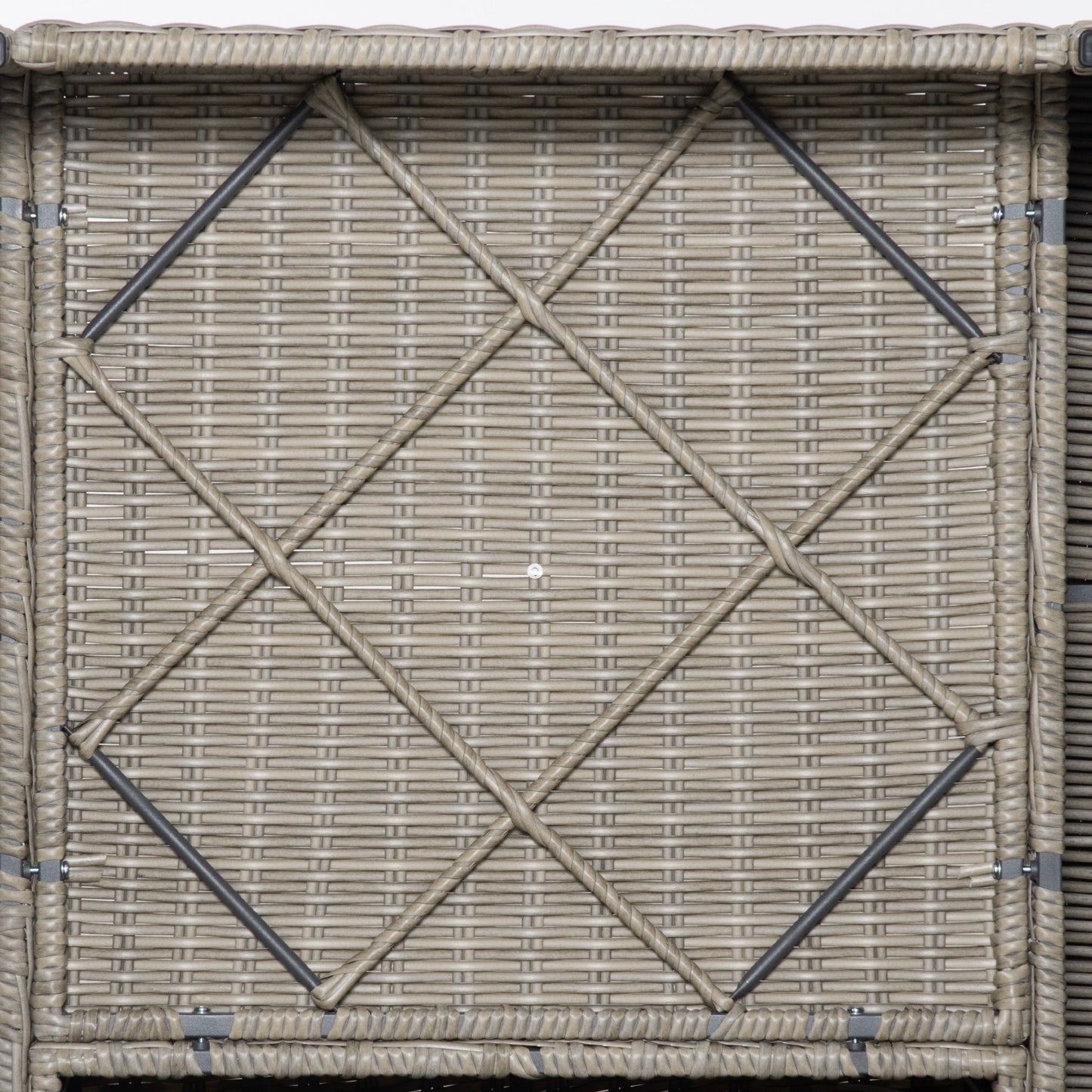 4 Piece Outdoor Rattan Lounge Set with 1 Sofa, 2 Armchairs and 1 Coffee Table, Khaki and Beige