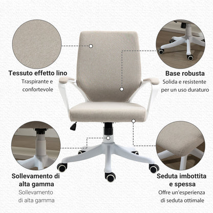 Ergonomic Office Chair with Adjustable Height and Rocking Function, 62x69x92-100cm, Beige