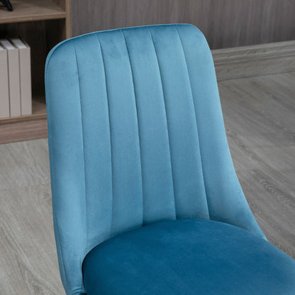 TEAL  | Padded Kitchen Chairs, Set of 4 in Polyester and Steel, 47x55x86 cm, Blue