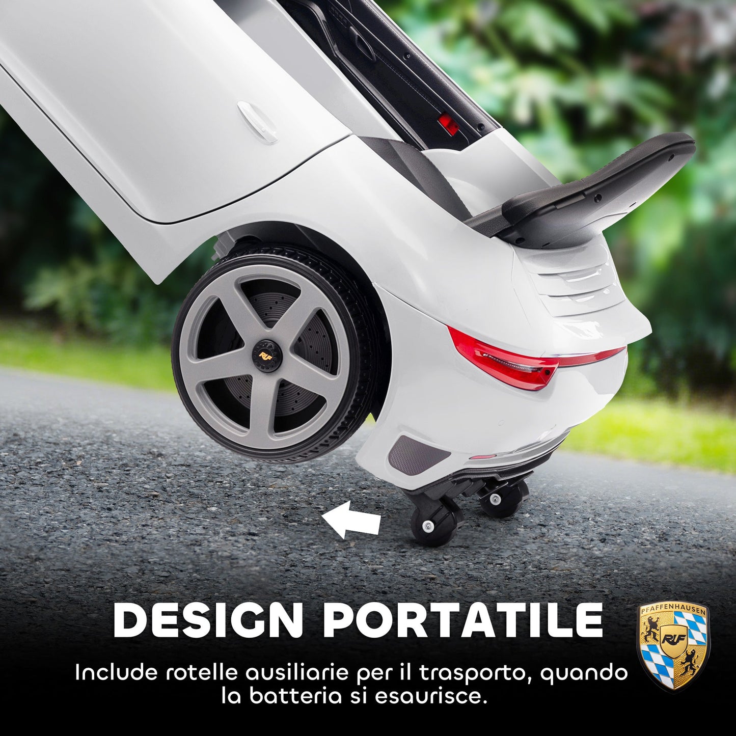 Officially Licensed RUF GT Ride-On Toy Car for Kids Ages 3-5, Remote Control, Seat Belt and Music, White