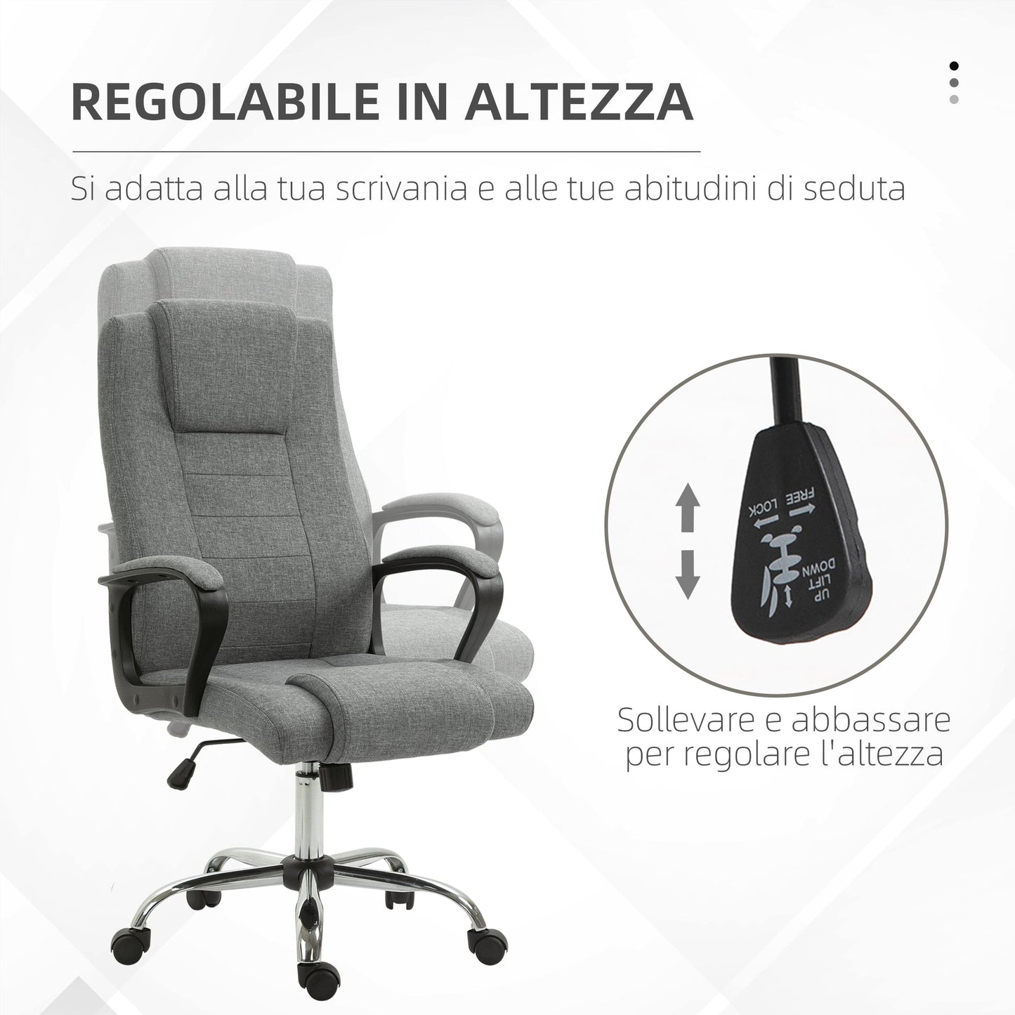 Ergonomic Presidential Office Chair Tilting and Padded with Adjustable Height and Tilt, 62 x 76 x 110-119cm