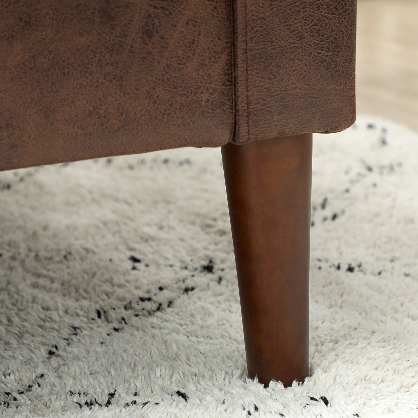 Modern 2-Seater Sofa with Breathable Leather-Effect Fabric Upholstery and Wooden Legs, 130x78x85 cm, Dark Brown