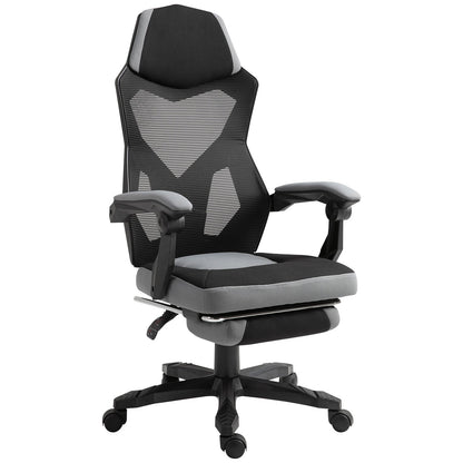 Ergonomic Office Chair with Reclining Backrest, Retractable Footrest, Adjustable Height, Grey