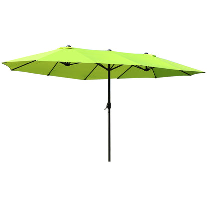 Double Garden Umbrella with Crank Opening, in Steel and Polyester, 460x270x240 cm, Light Green
