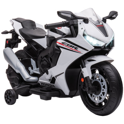 Honda Licensed Electric Motorcycle for Kids, 6V Rechargeable Battery, 3km/h Speed, White