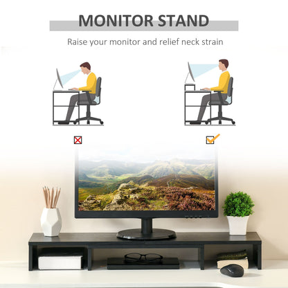 MDF monitor support with length and angle adjustable laptop, PC, printers and TV, 80-117x23.5x10cm, black
