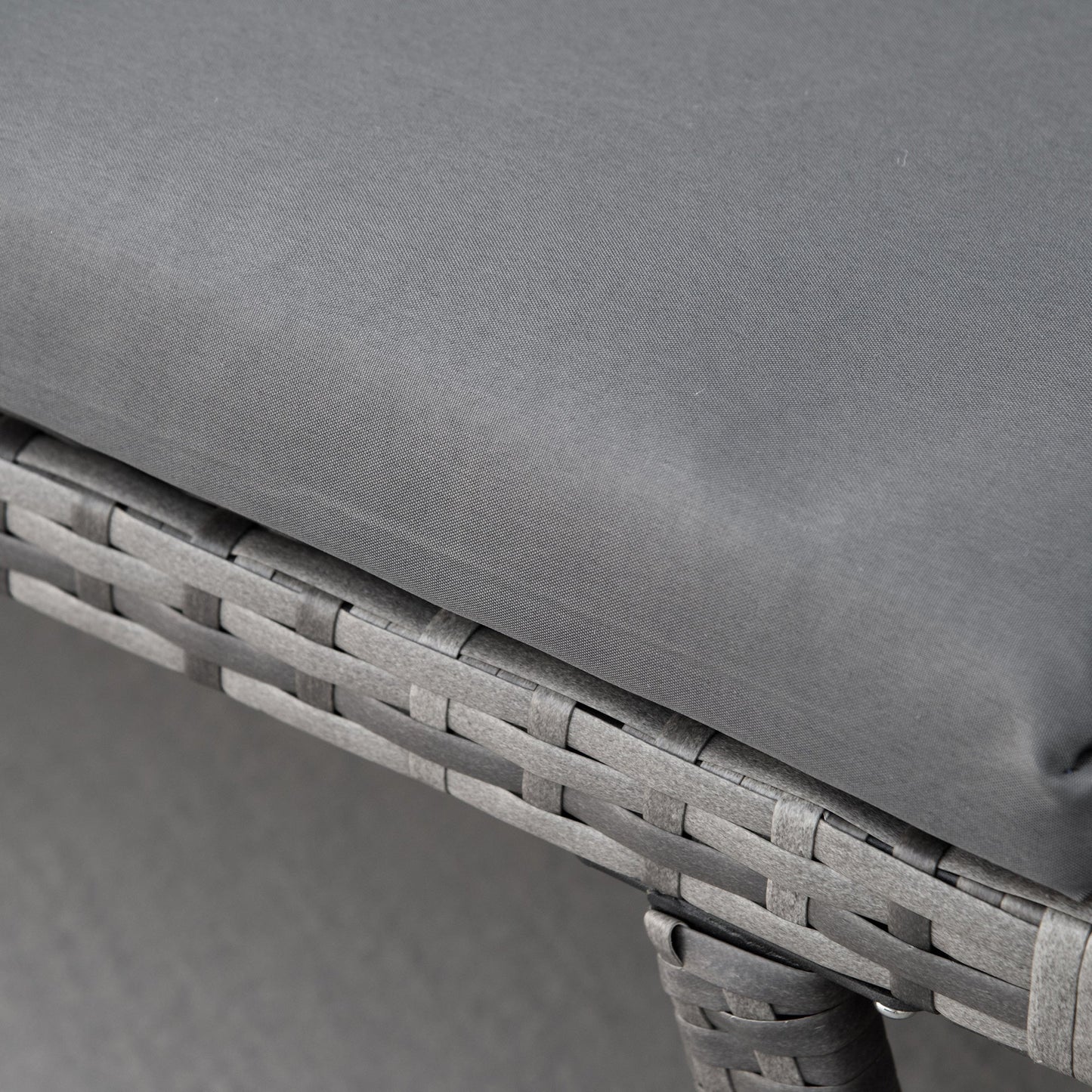 2 Seater Rattan Garden Sofa with Padding and Folding Armrests, 129x63x67cm, Grey