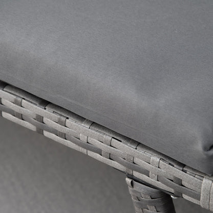 2 Seater Rattan Garden Sofa with Padding and Folding Armrests, 129x63x67cm, Grey