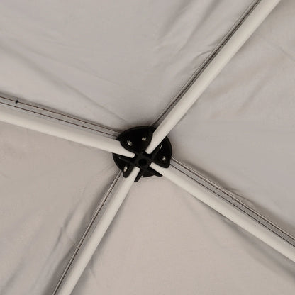 2.4×2.4 m Folding Garden Gazebo with Steel Frame & Windproof Ropes – Coffee Brown