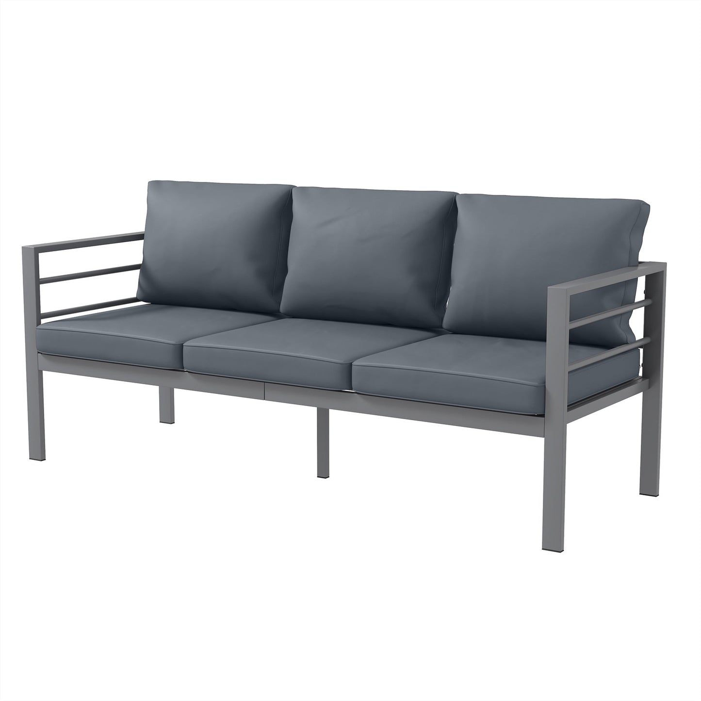 MYSTIC |  3-seater garden sofa with seat and back cushions, in aluminium, 185x66x64 cm, gray
