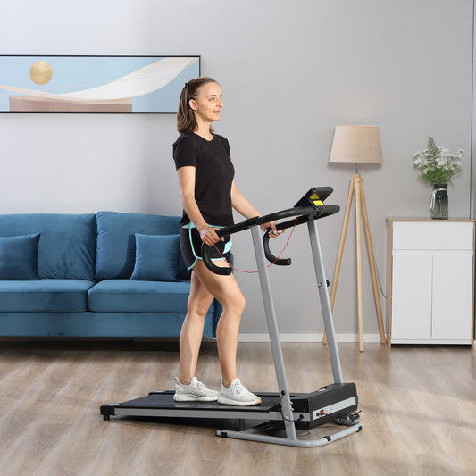 Folding Electric Treadmill Space-Saving and Quiet with Adjustable Speed 1-10km/h and LCD Screen, for Home and Office, 500W, Black