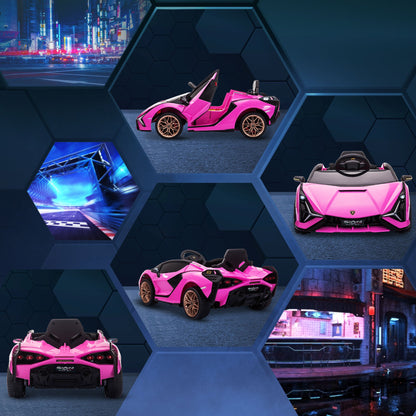 Electric Car for Children 3-5 Years Lamborghini 12V with Remote Control and Speed 3-5km/h, Pink