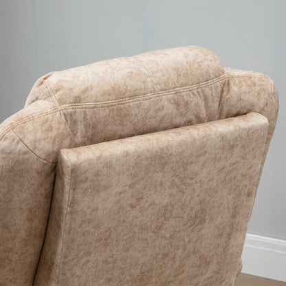 Manual Reclining Fabric Relax Chair with Removable Footrest and Side Pocket, Beige