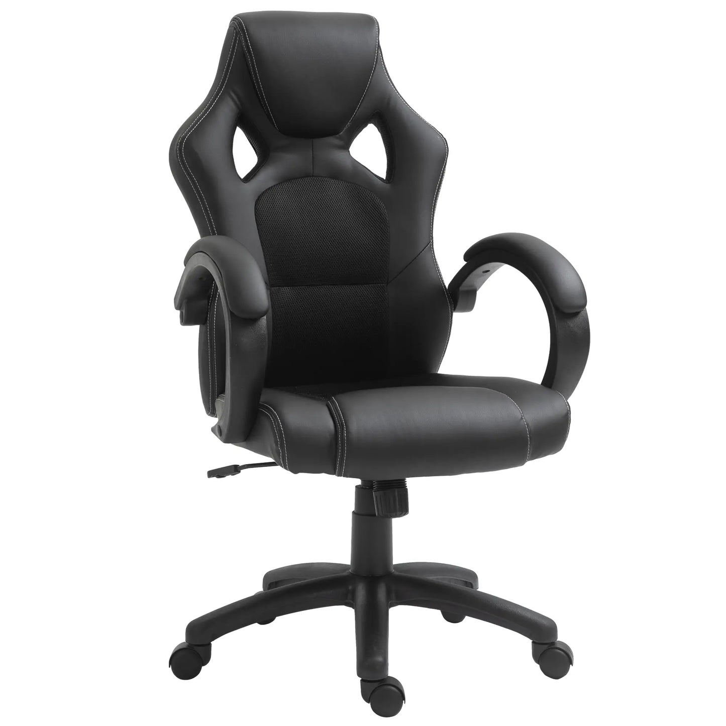 Height Adjustable Gaming Chair, Office Chair with Rocking Function, Swivel and Reclining, 71x61x108-118 cm, Black