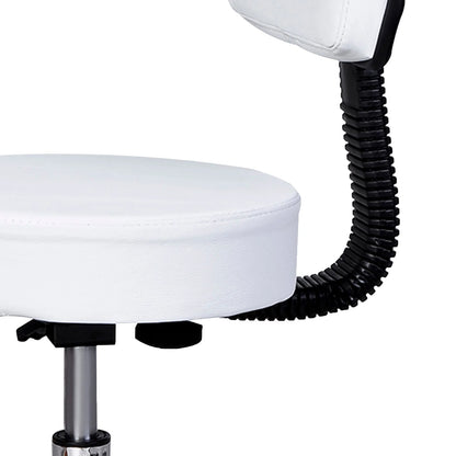 White Swivel Stool with Backrest and Adjustable Height