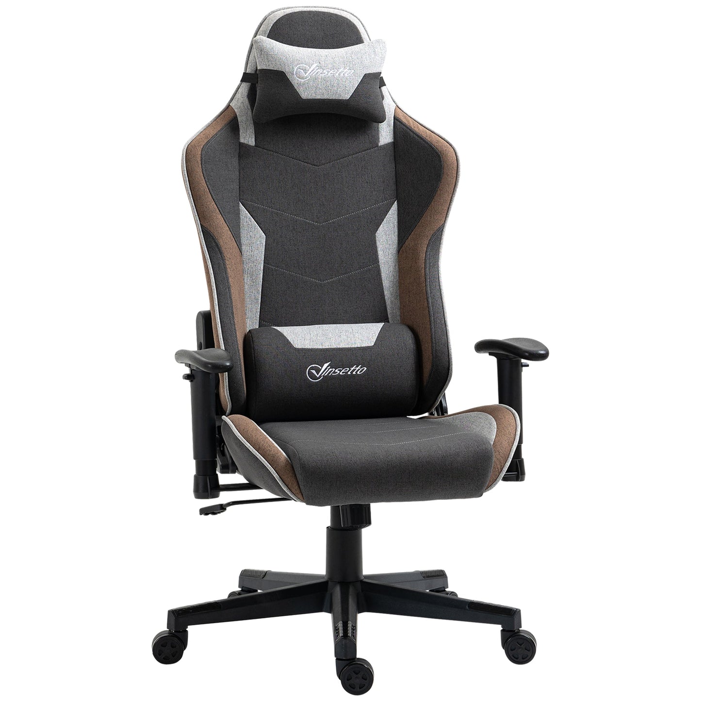 150° Reclining Gaming Chair with Rocking Function, Headrest and Lumbar Cushion, Grey