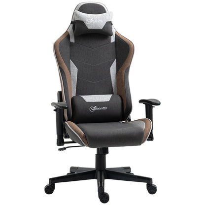 150° Reclining Gaming Chair with Rocking Function, Headrest and Lumbar Cushion, Grey