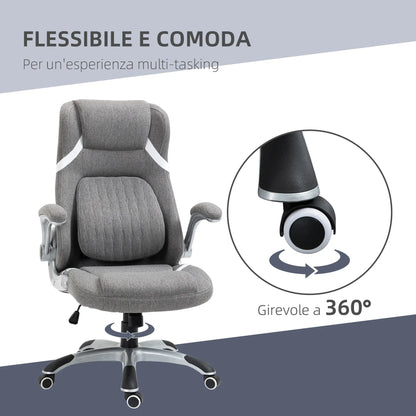 Breathable Fabric and Steel Reclining Office Chair with Adjustable Height, 68x76x109-117 cm