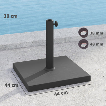 14.5 kg Square Umbrella Base with Crank, in HDPE and Cement, 44x44x30 cm, Black