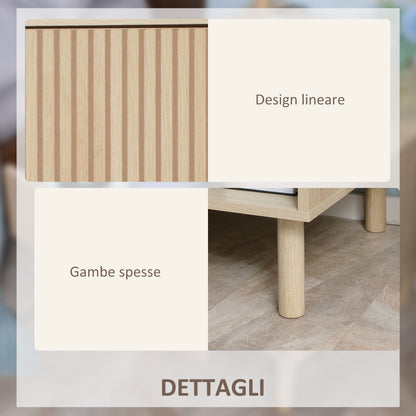 Modern Bedside Table with Drawer and Open Shelf in Chipboard, 47x47x50 cm, Wood Color